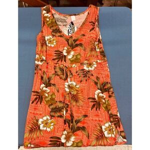 Palmwave Hawaii Womens Orange Floral Tropical Dress Large L LG NEW NWT